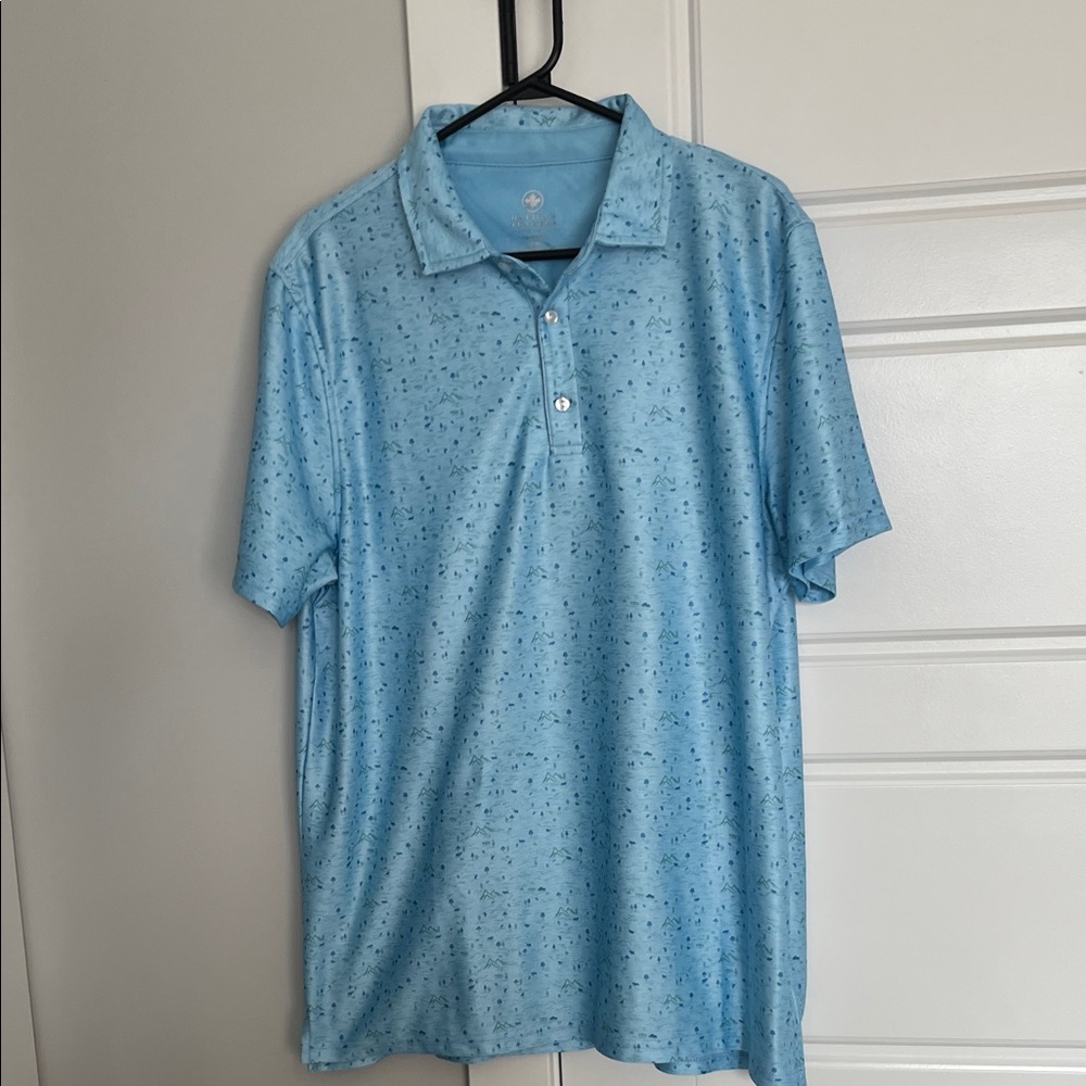 Blue Textured Polo Shirt with Breathable Fabric